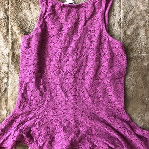 Burgundy lace detail button down blouse